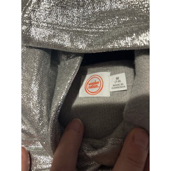 Wonder Nation M 7/8 silver black shimmer hooded sweatshirt nwot like new - Picture 5 of 8